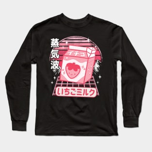 Otaku Pink Retro Japanese Kawaii Strawberry Milk Long Sleeve T-Shirt